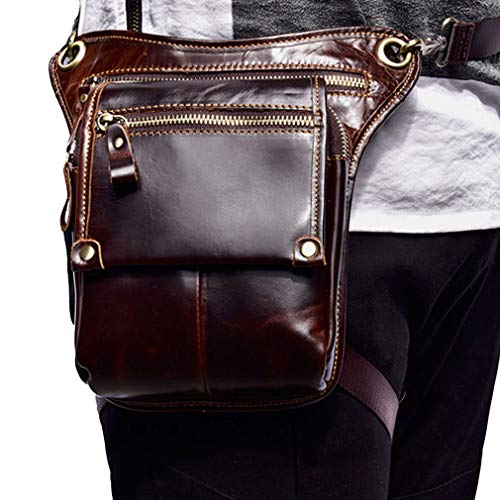 Hebetag Vintage Leather Waist Pack Drop Leg Bag for Men Women Belt...