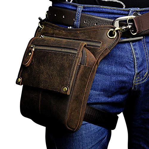 Vintage Leather Waist Pack Drop Leg Bag for Men Women Belt Bumbag ...