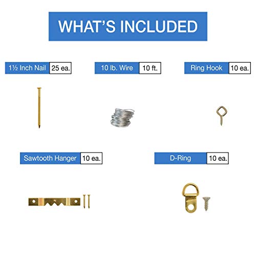 Assorted Picture Hanging Kit | 220 Piece Assortment with Wire, Pic...