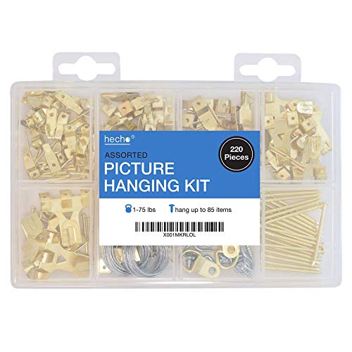 Assorted Picture Hanging Kit | 220 Piece Assortment with Wire, Pic...