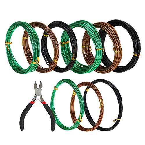 Hedume 9 Roll Wire Kit, 3 Size Bonsai Tree Wire Anodized Aluminum ...
