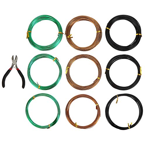 Hedume 9 Roll Wire Kit, 3 Size Bonsai Tree Wire Anodized Aluminum ...