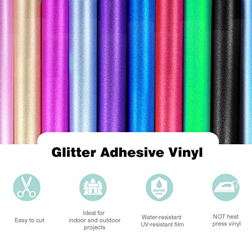 Heflashor Glitter Adhesive Craft Vinyl, Permanent Vinyl Sheets 12...