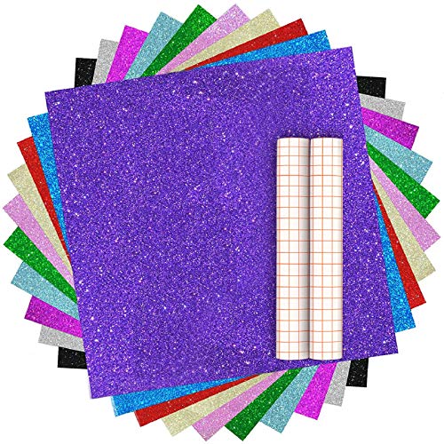 Heflashor Glitter Adhesive Craft Vinyl, Permanent Vinyl Sheets 12...
