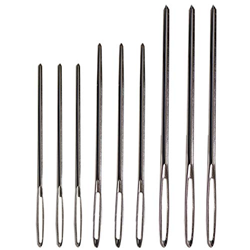 Hekisn Large-Eye Blunt Needles, 9 Piece Stainless Steel Yarn Knitt...