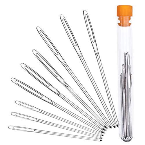 Hekisn Large-Eye Blunt Needles, 9 Piece Stainless Steel Yarn Knitt...