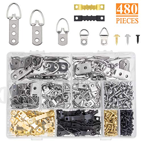 HELIFOUNER Picture Hanging Kit 480 PCS, Photo Frame Hanging Hooks ...