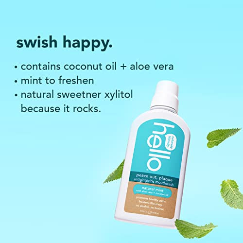 Hello Peace Out Plaque, Antigingivitis Alcohol Free Mouthwash, Nat...