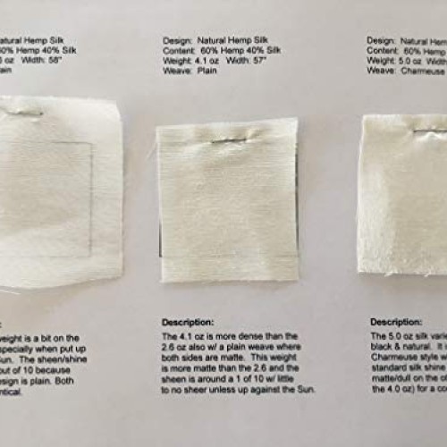 60% Hemp 40% Silk Blended Fabric by The Yard 57 inch, Natural - 5...