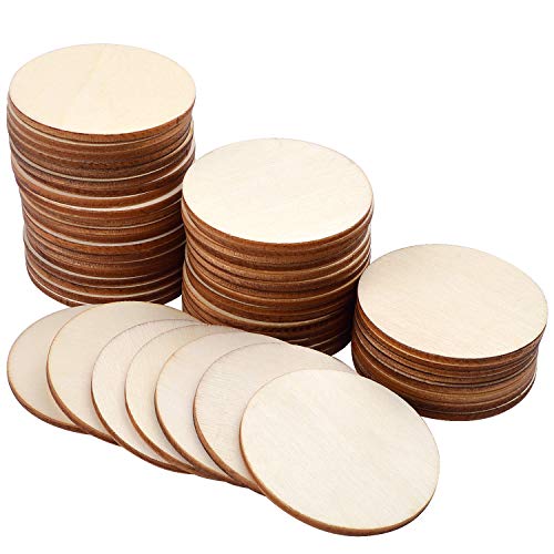 50pcs Natural Round Disc Unfinished Wood Circle Wood Pieces Wooden...