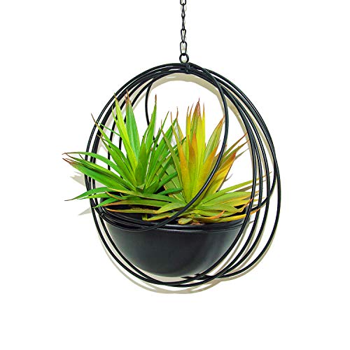 Metal Hanging Planters，Boho Black Metal Multi Ring Round Plant Ha...