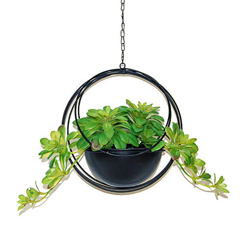 Metal Hanging Planters，Boho Black Metal Multi Ring Round Plant Ha...