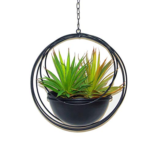 Metal Hanging Planters，Boho Black Metal Multi Ring Round Plant Ha...