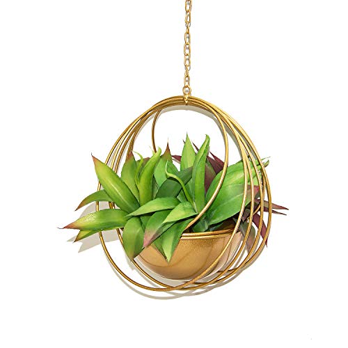 Metal Hanging Planters，Boho Gold Metal Multi Ring Round Plant Han...