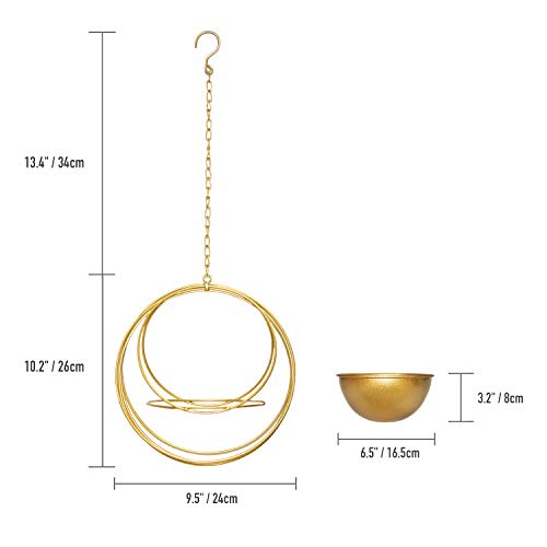 Metal Hanging Planters，Boho Gold Metal Multi Ring Round Plant Han...