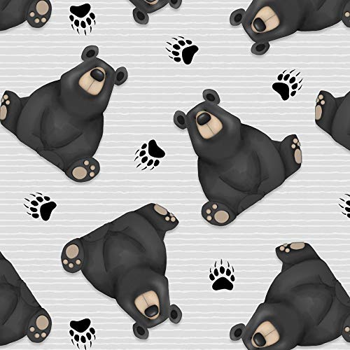 Furr-Ever Friends Grey Flannel Bears Fabric F1951-90 from Henry Gl...