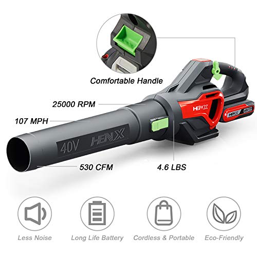 HENX 40V MAX Cordless Hedge Trimmer + Leaf Blower Combo Kit, 2.5AH...