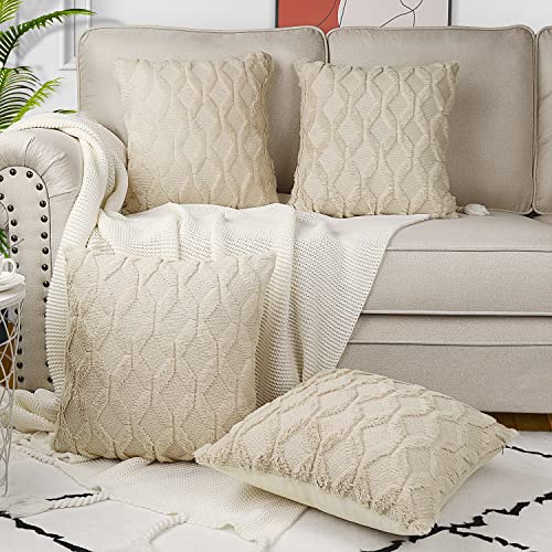 Henzxi Set of 2 Throw Pillow Covers 18x18 Inches Farmhouse Decorat...