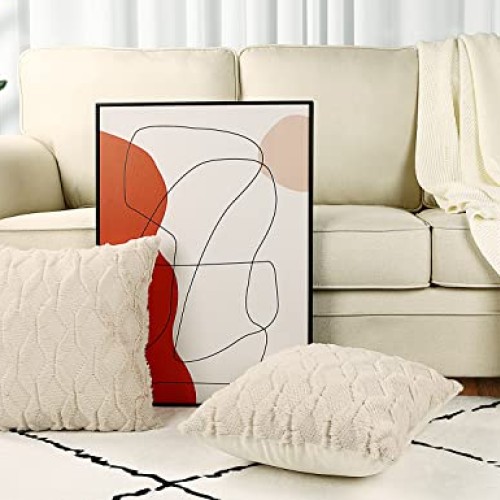 Henzxi Set of 2 Throw Pillow Covers 18x18 Inches Farmhouse Decorat...