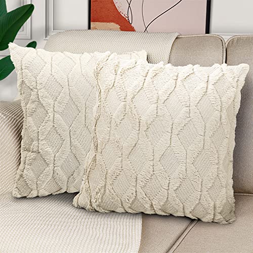 Henzxi Set of 2 Throw Pillow Covers 18x18 Inches Farmhouse Decorat...