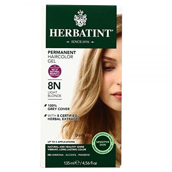 Herbatint Permanent Herbal Haircolour Gel 8N Light Blonde -- 135 mL