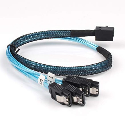 2PCS Internal Mini SAS to SATA Cable, SFF-8643 to SATA Forward Bre...