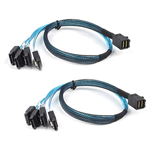 2PCS Internal Mini SAS to SATA Cable, SFF-8643 to SATA Forward Bre...