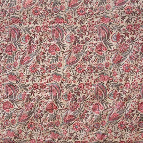 HERITAGE TRADING Hand Block Printed Raw Silk Fabric Historic Repro...