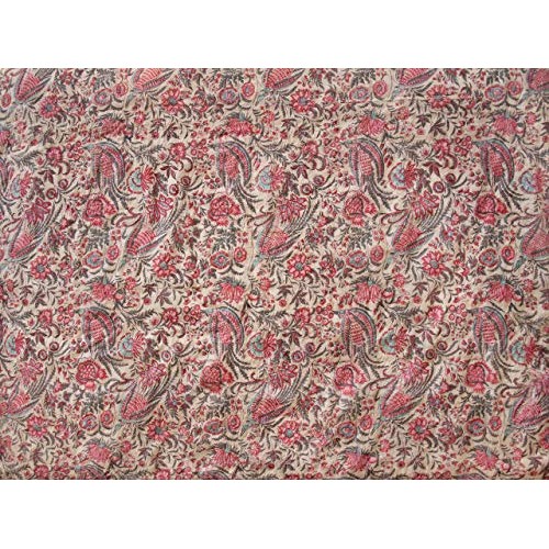 HERITAGE TRADING Hand Block Printed Raw Silk Fabric Historic Repro...