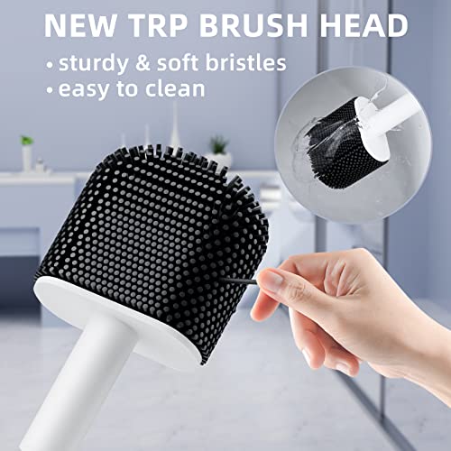 Toilet Brush, 2 Pack Toilet Bowl Brush and Holder Set, Silicone To...