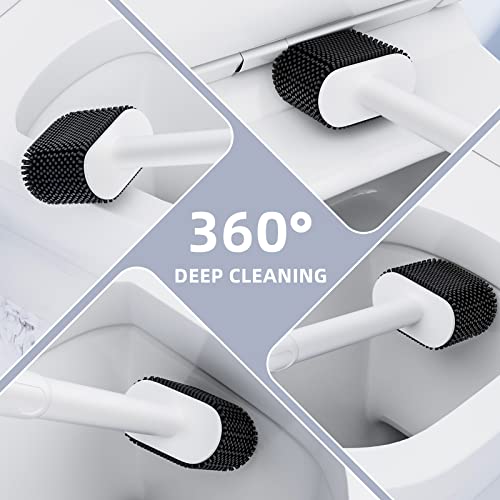 Toilet Brush, 2 Pack Toilet Bowl Brush and Holder Set, Silicone To...