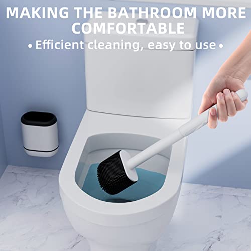 Toilet Brush, 2 Pack Toilet Bowl Brush and Holder Set, Silicone To...