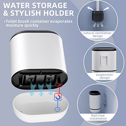 Toilet Brush, 2 Pack Toilet Bowl Brush and Holder Set, Silicone To...