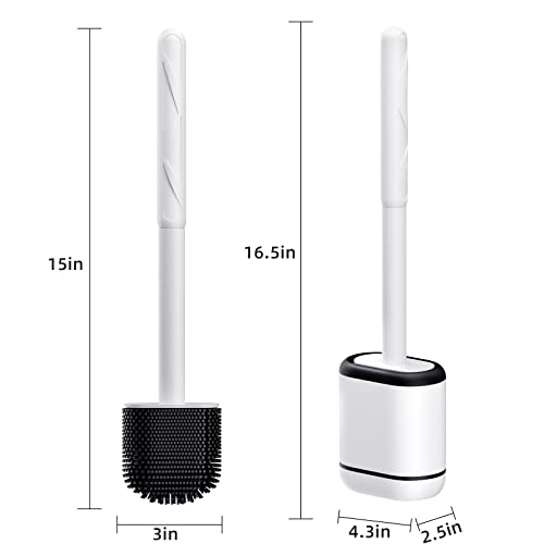 Toilet Brush, 2 Pack Toilet Bowl Brush and Holder Set, Silicone To...