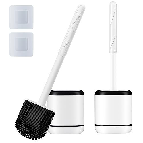 Toilet Brush, 2 Pack Toilet Bowl Brush and Holder Set, Silicone To...