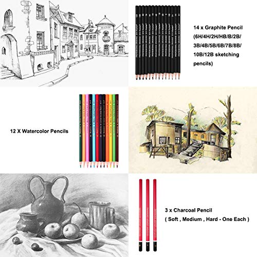 Sketching Pencil Set Drawing Pen Charcoal Sketch Kit Cover Graphit...