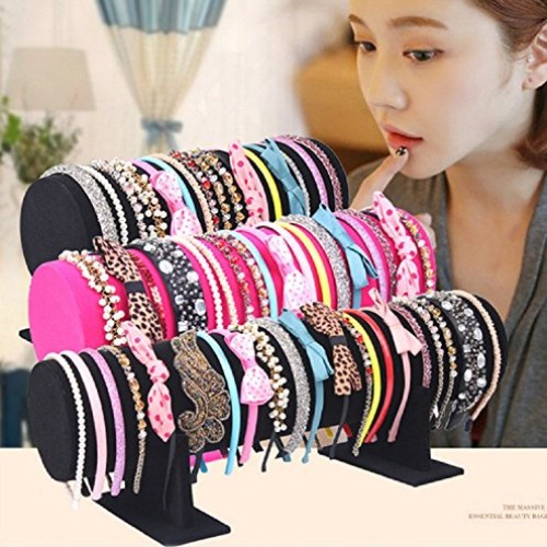 Soft Black Velvet Headband with Headgear Packaging Jewelry Display...