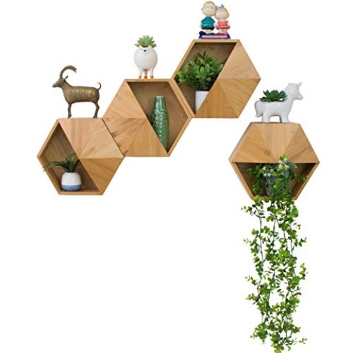 Hexada Premium Wall Mounted Hanging Planter and Geometric Wall Dec...