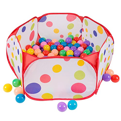 Hey! Play! Kids Pop-up Six-Sided Ball Pit Tent with 200 Colorful a...