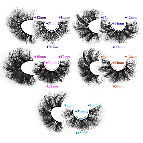 Mink Lashes Dramatic Eyelashes 10 Pairs 5 Styles Fluffy Thick Long...