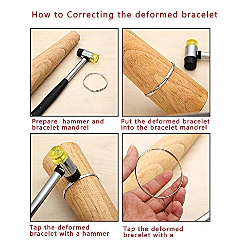 HEYMOUS Wood Bracelet Mandrel Round Plastic Wrist Sizer with Jewel...