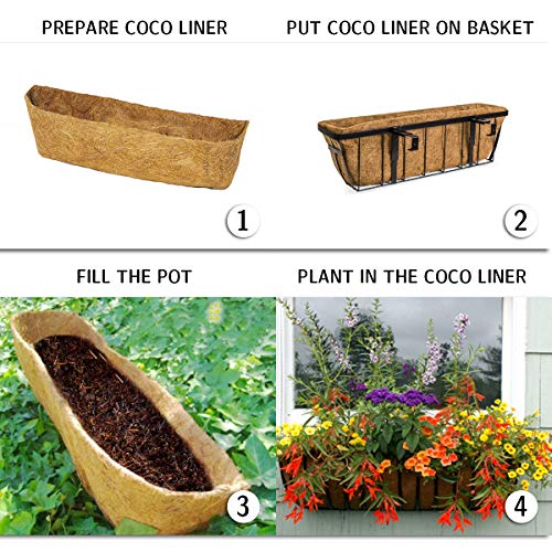 HFHOME 2Pcs 24 Trough Coco Fiber Replacement Liner, 24 inch Windo...