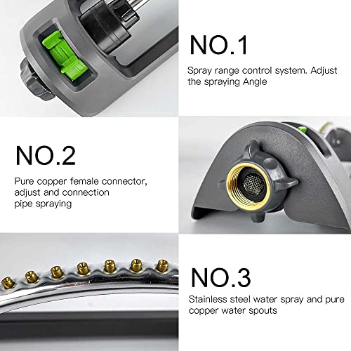 Lawn Sprinkler, HH Together Oscillating Sprinkler with 18 Hole Bra...