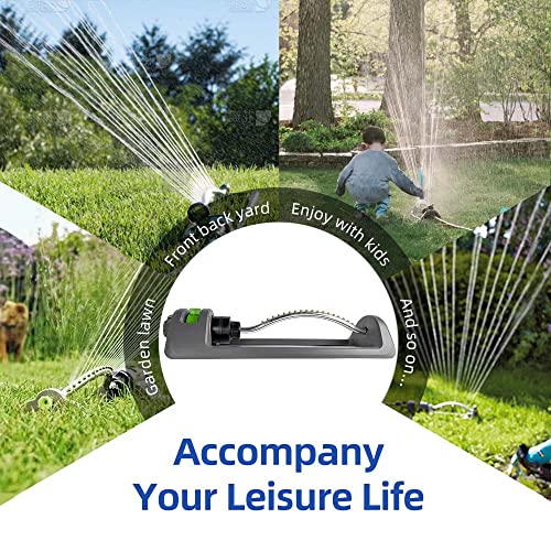 Lawn Sprinkler, HH Together Oscillating Sprinkler with 18 Hole Bra...