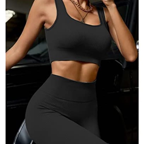 Womens Workout Shorts - High Waist Biker Shorts for Women Ribbed ...