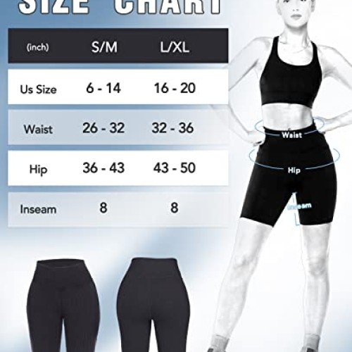 Womens Workout Shorts - High Waist Biker Shorts for Women Ribbed ...