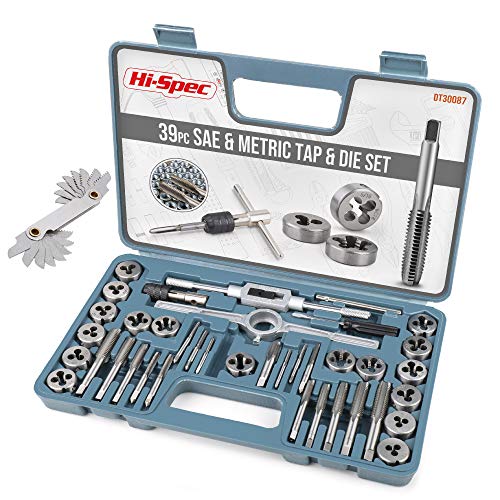 Hi-Spec 39 Piece SAE & Metric Tap and Die Set. DIY Tapered & Plug ...