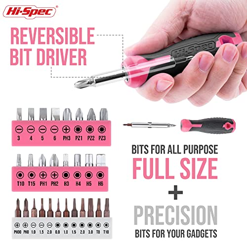 Hi-Spec 42pc Pink Household DIY Tool Set for Women. Home, Office a...