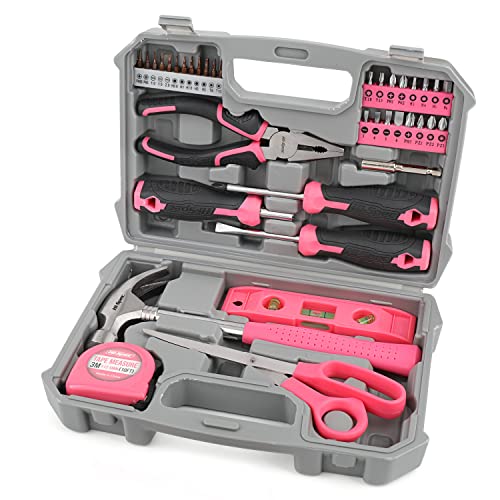 Hi-Spec 42pc Pink Household DIY Tool Set for Women. Home, Office a...
