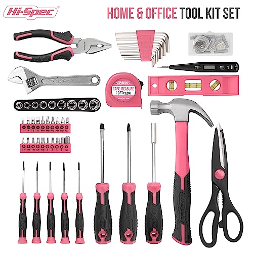 Hi-Spec 54pc Pink Home DIY Tool Kit Set for Women, Office & Garage...
